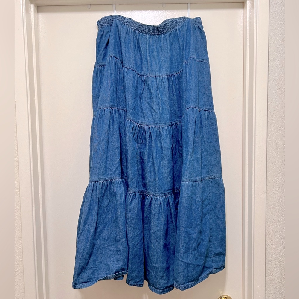 Vintage Denim Maxi Skirt